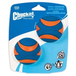 Chuckit! Ultra Squeaker Balls Dog Toy Blue; Orange 2 Pack Medium