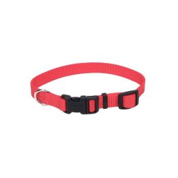 Coastal Adjustable Nylon Dog Collar with Plastic Buckle Red 3-4 in x 14-20 in