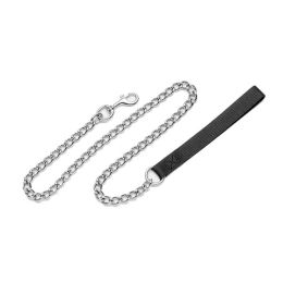 Titan Chain Dog Leash with Nylon Handle Black 3 mm x 4 ft