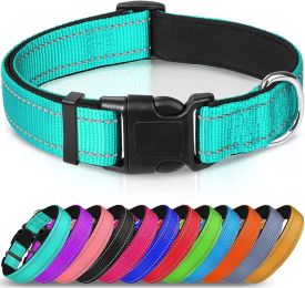 Reflective Dog Collar; Soft Neoprene Padded Breathable Nylon Pet Collar Adjustable for Medium Dogs (Color: Sky Blue, size: Large (Pack of 1))