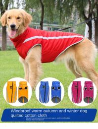 Outdoor big dog jacket; soft and comfortable dog coat; pet dog clothes; thickened dog cotton padded clothing (colour: Blue, size: 6XL)