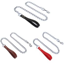 Dog Leash Dog Leash Dog Leash Anti-bite Chain Pet Product Dog Leash Metal Leash (Specification length * width: 2mm*120cm, Color: Red)