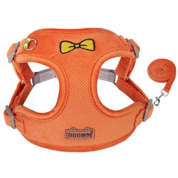 dog Harnesses and dog leash set; Pet Traction Rope Vest Pet Chest Strap Small and Medium Dog Strap Reflective Dog Walking Rope Wholesale (Specification (L * W): M, colour: orange)