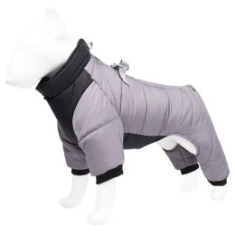 Winter dog coat;  dog jacket; Cross border new dog quadruped warm winter dog clothing windproof dog clothing pet cotton padded clothes wholesale (colour: grey, size: 2XL)