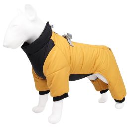 Winter dog coat;  dog jacket; Cross border new dog quadruped warm winter dog clothing windproof dog clothing pet cotton padded clothes wholesale (colour: yellow, size: 2XL)