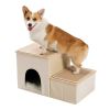 Foldable Pet stairs 2 steps for dogs puppies, Multi-functional Dog stairs for bed or car with kennel & storage box, Useful 2 steps ladder ramp for cat