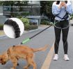 Hands Free Dog Leash with Zipper Pouch; Dual Padded Handles and Durable Bungee for Walking; Jogging and Running Your Dog